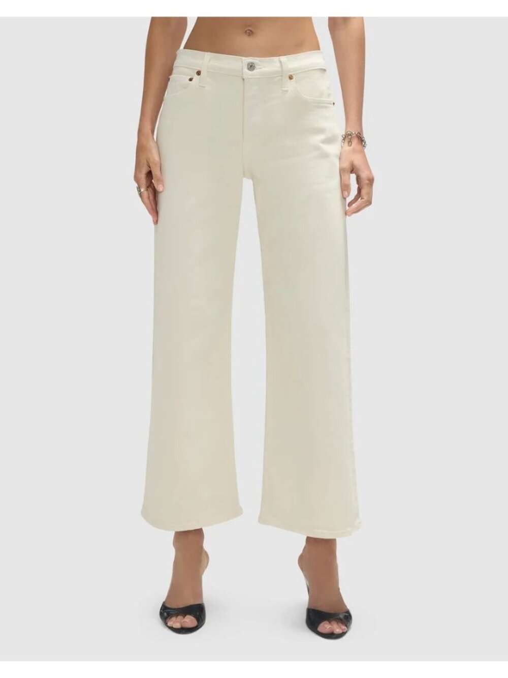 RE/DONE Mid Rise Wide Leg Crop Jeans White Size 30 NWT